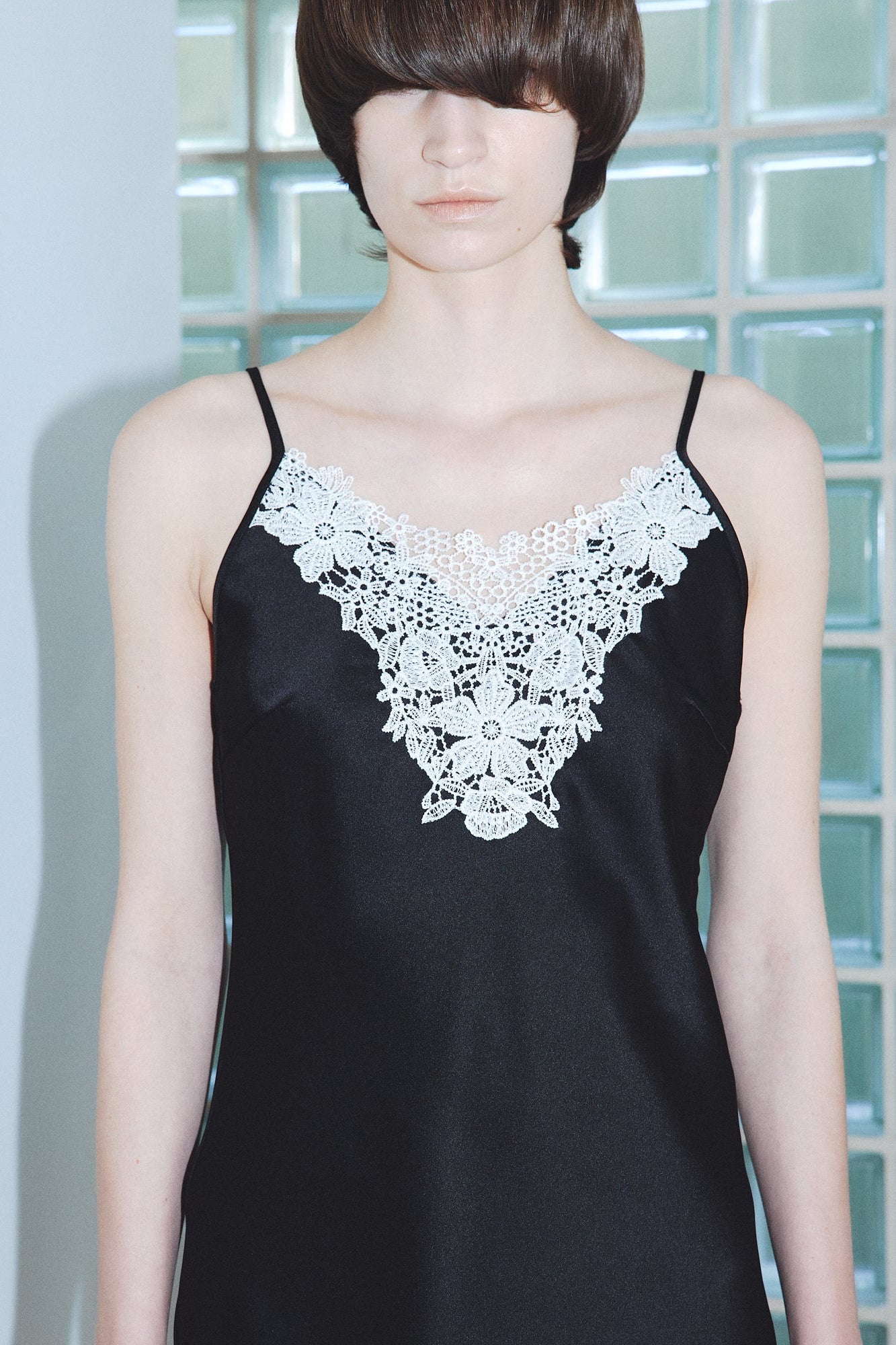 Embroidery lace satin camisole – Venica