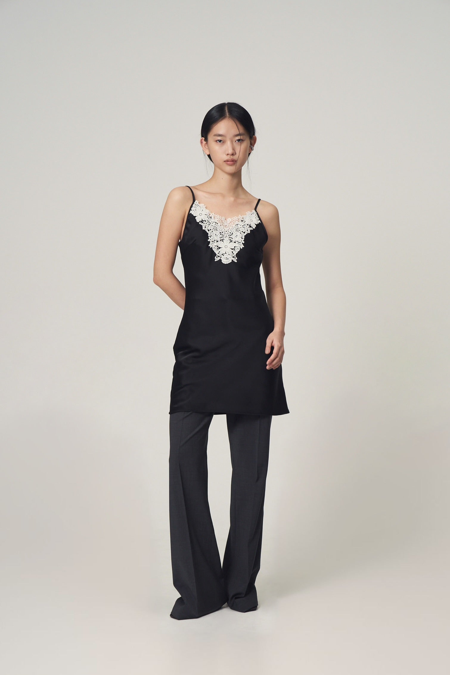 Embroidery lace satin camisole – Venica