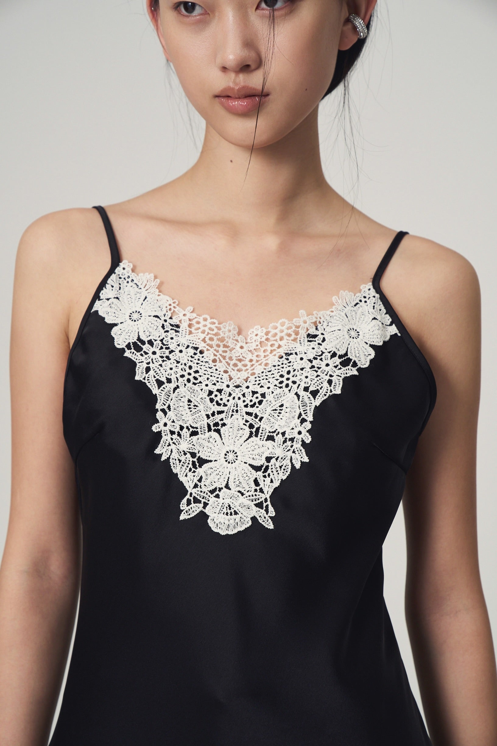 Embroidery lace satin camisole – Venica