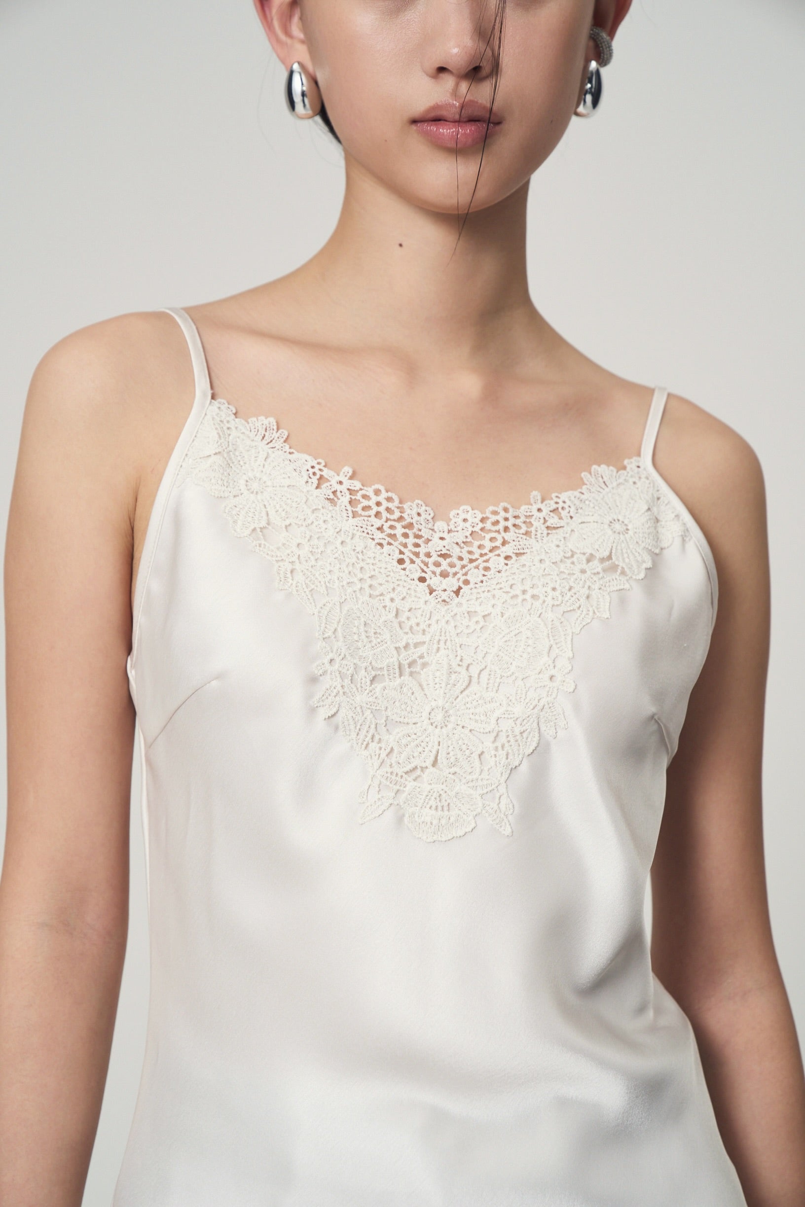 Embroidery lace satin camisole – Venica